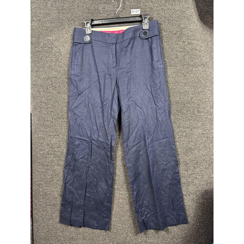 J. Crew Factory Navy Straight-Leg Trousers with Button-Tab Waist